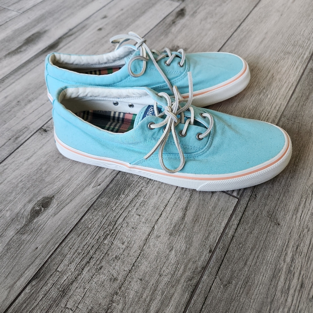 Sperry Mens Striper II CVO Tourquois Canvas Lace Up Trainers Sneakers Shoes 11.5 - Picture 5 of 10